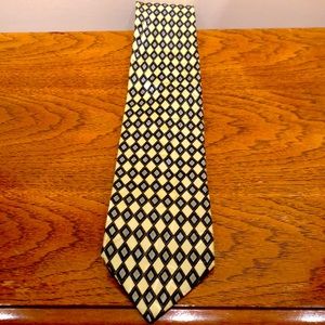 Yellow, gold, grey and black Brioni silk tie